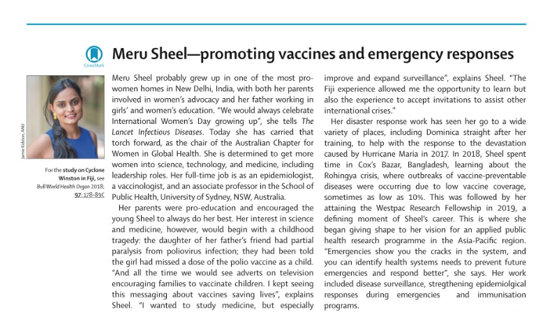Meru Sheel profiled by the Lancet Infectious Diseases